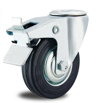 rodízio de borracha industrial do giro da roda de 8 polegadas com o furo de parafuso que trava as rodas