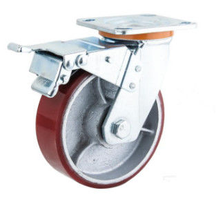 rodas de travamento resistentes do rodízio do ferro fundido dos rodízios do poliuretano dos rodízios de 150mm