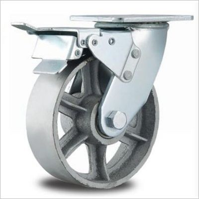rodízios resistentes da roda do ferro fundido de 4 polegadas com freios